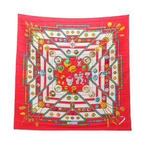 HERMES Authentic Red Silk Scarf